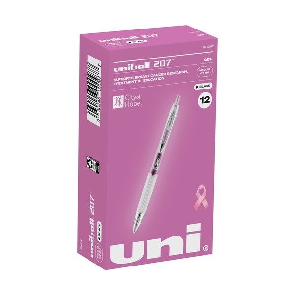 PEN, GEL, 207, BCA, 0.7MM, PK/BK, 12PK